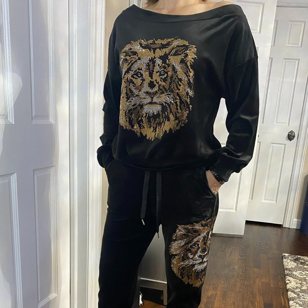TATU Black Studded Lion Tracksuit Size 40 Set (2PCS)